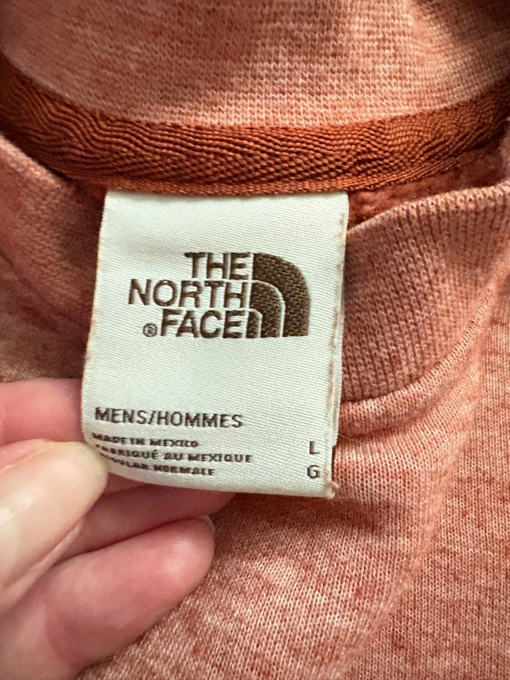The North Face heritage crewneck sweatshirt logo heathered pink peach sz L EUC